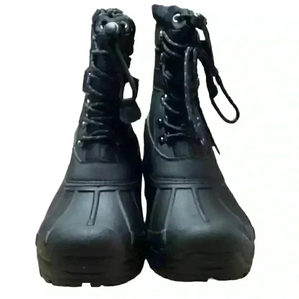 Khombu Men 13 Waterproof Insulated Lace Up Drawstring Snow Boots Black Vegan NEW